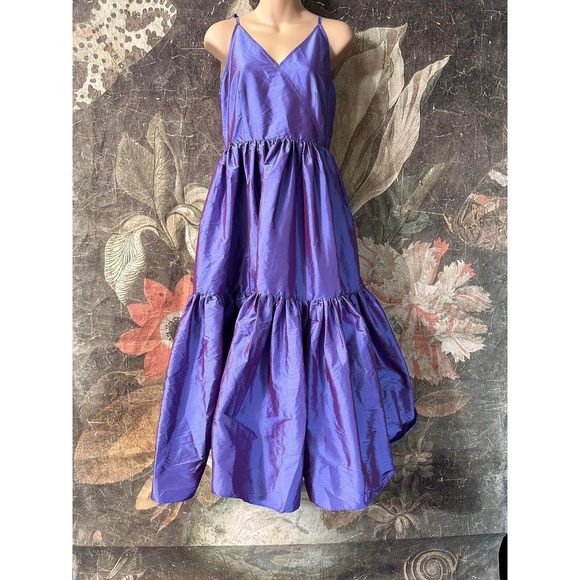 New Anthropologie Bloni Tiered Shine Dress Size Xxs - Picture 7 of 10